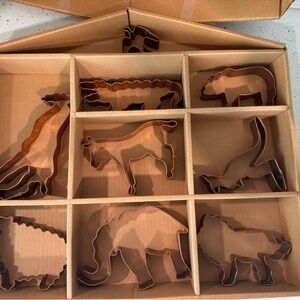 Vintage Martha by Mail Noahs Ark copper cookie cutters set of 9 & ark templates.